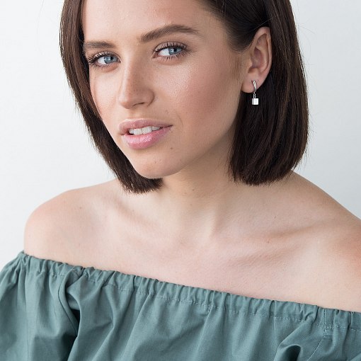 Серьги Кубизм в белом золоте с06164 3