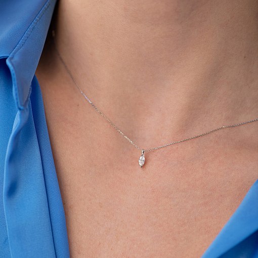 Золоте кольє з одним каменем (діамант) колб0105z 2