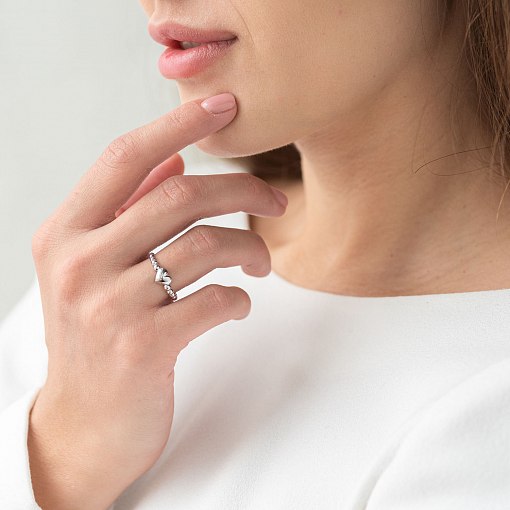 Кольцо "Сердце" в белом золоте к06613 4