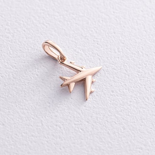 Кулон "Самолетик" в красном золоте п03776