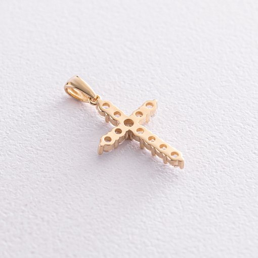 Золотой крестик с белыми фианитами п03566 3