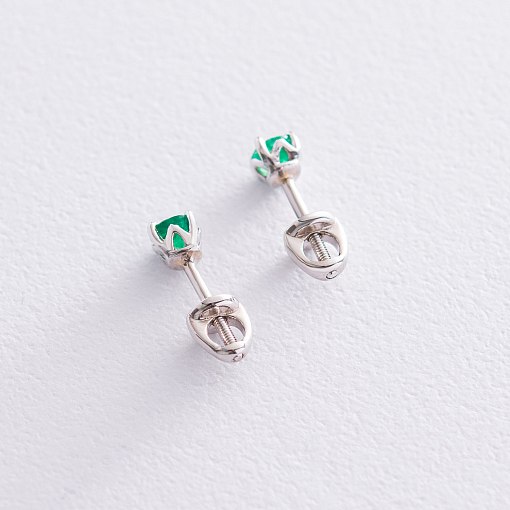 Серьги - пусеты с ониксом в белом золоте с06816 7