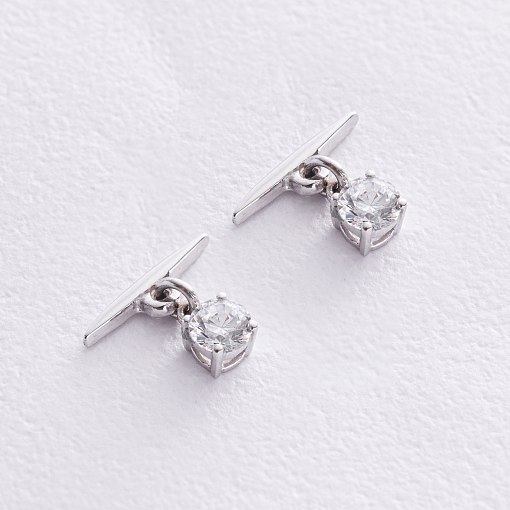 Серьги - пусеты "Эстер" в белом золоте (фианиты) с08597