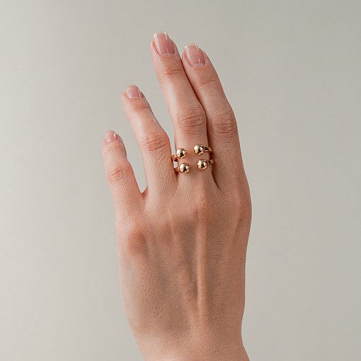 Кольцо "Шарики" в желтом золоте к08246 2