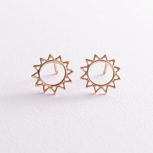 Золотые серьги - пусеты "Солнце" с07856 2
