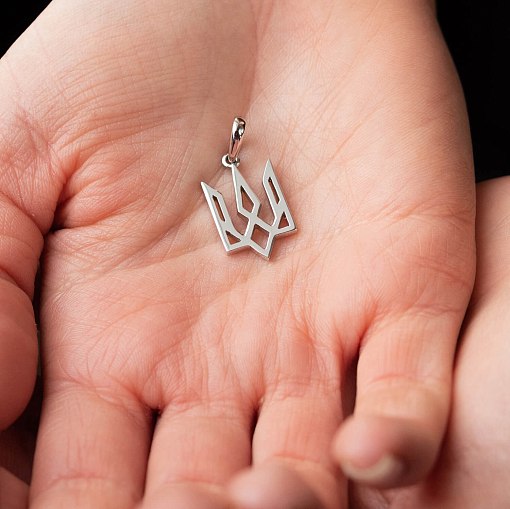 Подвеска "Герб Украины - Тризуб" в белом золоте п03719 3