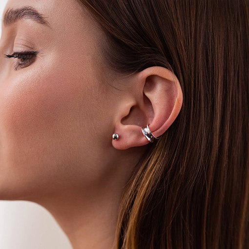 Серьги - пусеты "Шарики" в белом золоте (6 мм) с07490 11