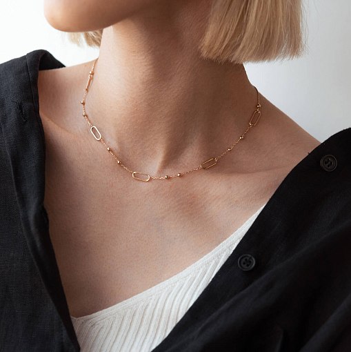 Колье - цепочка "Шарики" в красном золоте кол02224 4