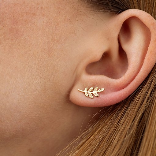 Золотые серьги - пусеты "Веточки" с06736 3