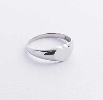 Кольцо "Сердечко" в белом золоте к08169