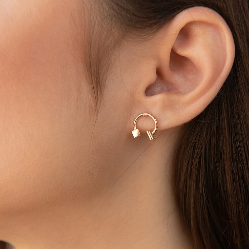 Серьги - пусеты "Дарси" в красном золоте с08319 2