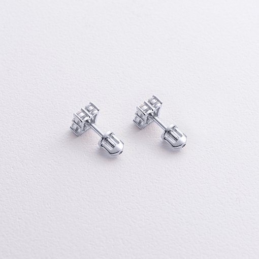 Серьги - пусеты "Fleur" с фианитами (белое золото) с09142 3