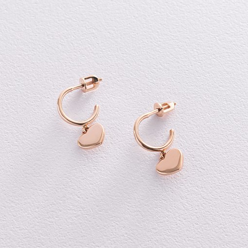 Золотые серьги - пусеты "Сердечки" с07332 4