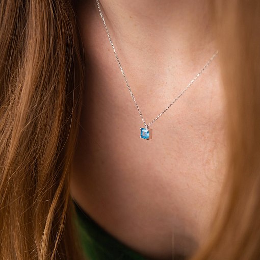 Золотое колье "Альма" (голубой фианит) кол02373 4