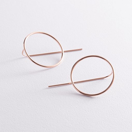 Серьги "Геометрия" в красном золоте с07882 4