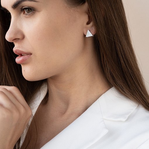 Серьги "Треугольники" (белое золото) с07013 7