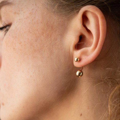 Серьги "Шарики" в желтом золоте с08424 2