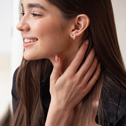 Серьги - пусеты "Мэрилин" в желтом золоте с08178 2