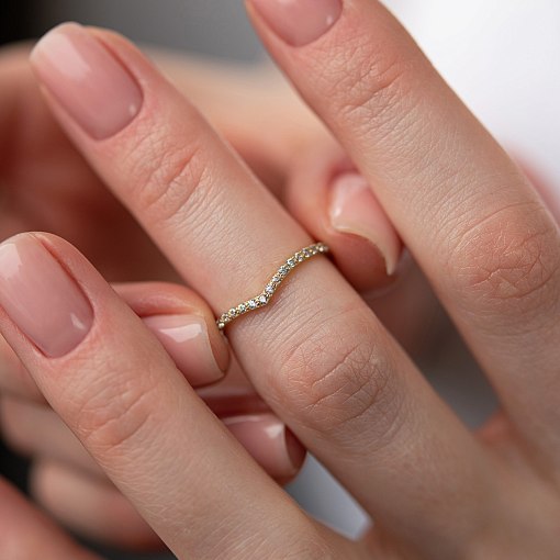 Кольцо "Особенное" с фианитами (желтое золото) к07467 4