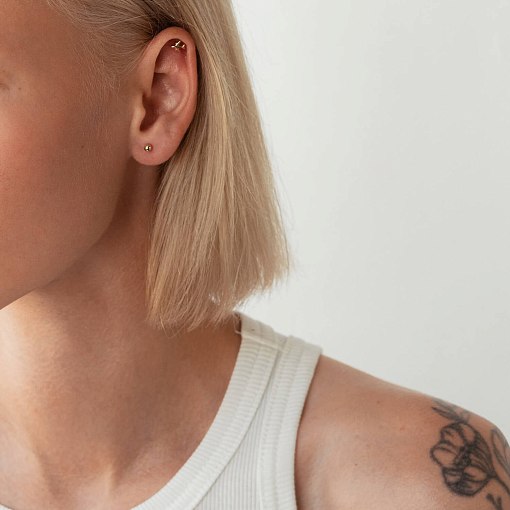 Серьги - пусеты "Шарики" в желтом золоте (0.4 см) с07322 9