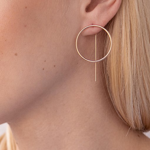 Серьги "Геометрия" в красном золоте с07882 5