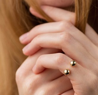 Кольцо "Шарики" в желтом золоте к07507 №14