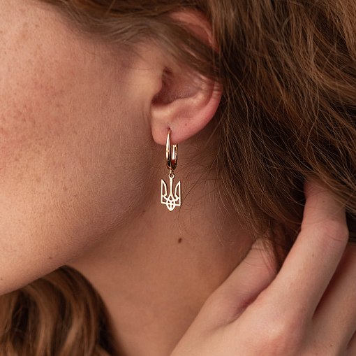 Серьги "Герб Украины - Тризуб" в желтом золоте с08053 6