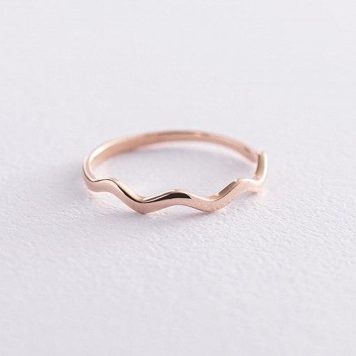 Кольцо "Волна" в красном золоте к06740