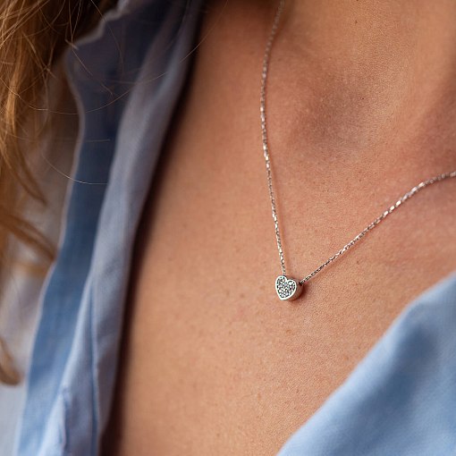 Колье "Сердечко" с фианитами (белое золото) кол02291 4