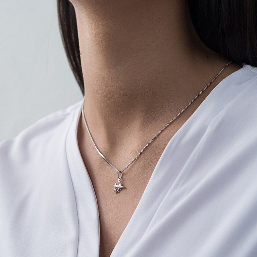 Золотой кулон "Самолетик" с фианитом п03352 2