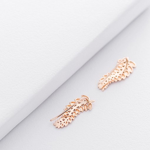 Золотые серьги Пальмовая веточка с06205 3