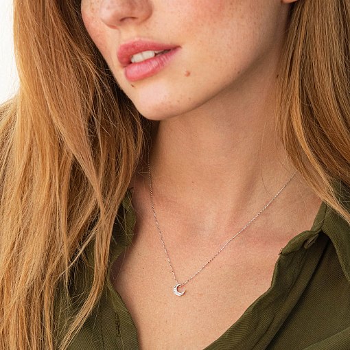 Колье "Луна" с фианитами (белое золото) кол02316 2