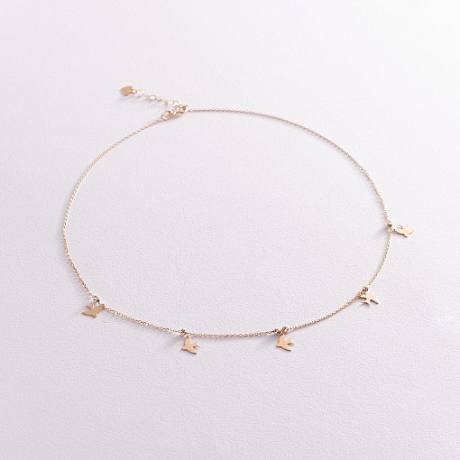 Колье "Ласточки" в желтом золоте кол02022 2