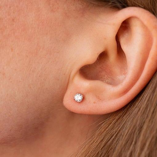 Моносерьга с фианитом (красное золото) с09177 4