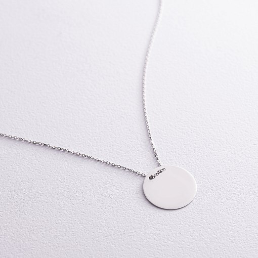 Колье "Монетка" в белом золоте (возможна гравировка) кол02277 7