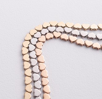 Браслет "Сердечки" в белом золоте б05784 №3