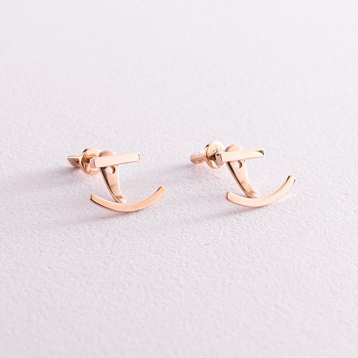 Золотые серьги - джекеты "Эмили" с07591 2