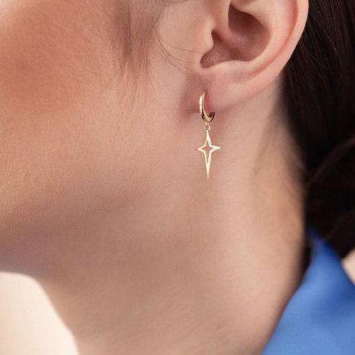 Серьги "Полярная звезда" в желтом золоте с08332 4