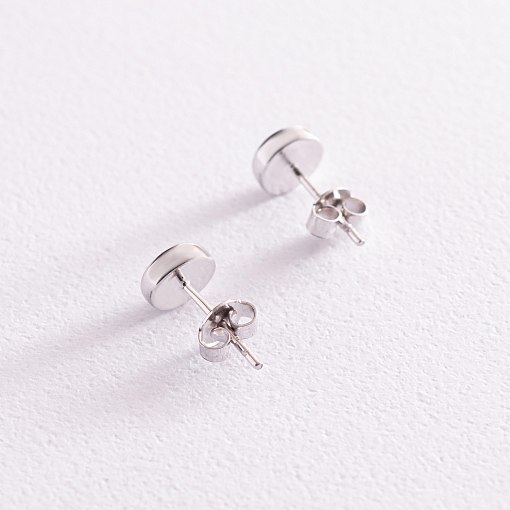 Золотые серьги-пусеты "Сияние" (синт. опал) 7 мм с05473 5