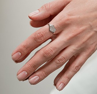 Золотое кольцо "Сердечко" с фианитами к08300 №5