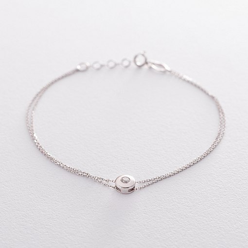 Браслет с фианитом из белого золота б04175