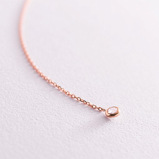 Золотое колье - галстук с фианитами кол02096 5