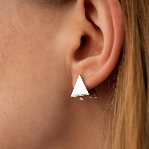 Серьги "Треугольники" (белое золото) с07013 5
