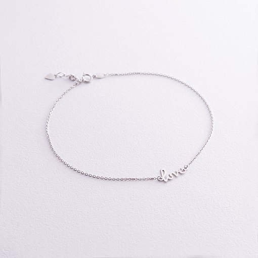 Браслет "Love" в белом золоте на ногу б05229