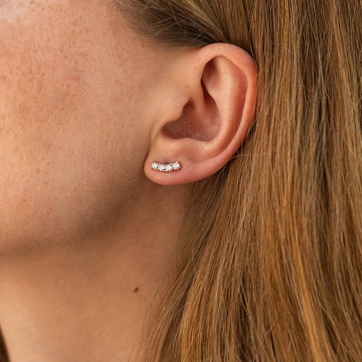 Серьги - пусеты "Lora" с фианитами (красное золото) с09097 2