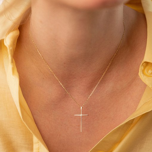 Колье "Крестик" в желтом золоте кол01704 3