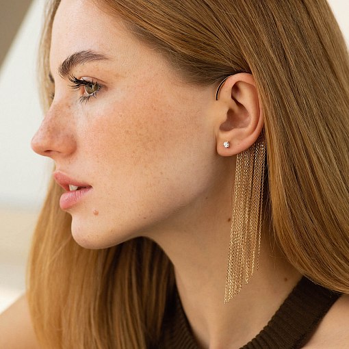 Серьга - каффа "Неповторимость" в красном золоте с07559 5