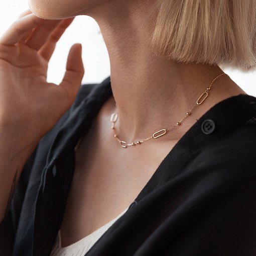 Колье - цепочка "Шарики" в красном золоте кол02224 9