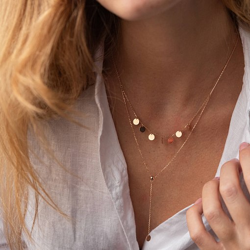 Двойное колье - галстук "Монетки" в красном золоте кол02284 13