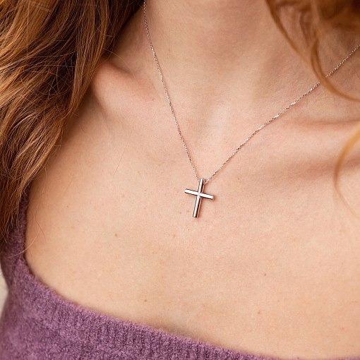 Колье с крестиком в белом золоте кол02356 2